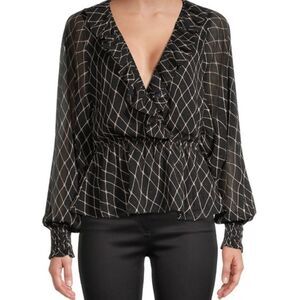 Allison New York Ruffle Plaid Peplum Blouse
